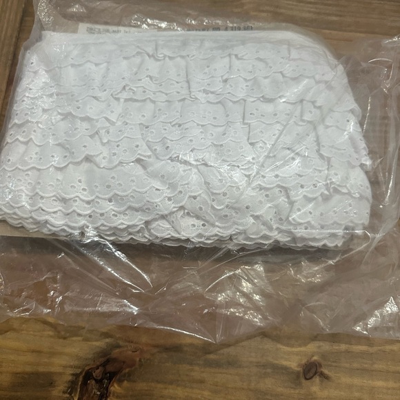 Lot Of 3 (20 Yards Each) White Eyelet Lace Edging Polka Dot Baby Blue, Navy Blue - Picture 1 of 9